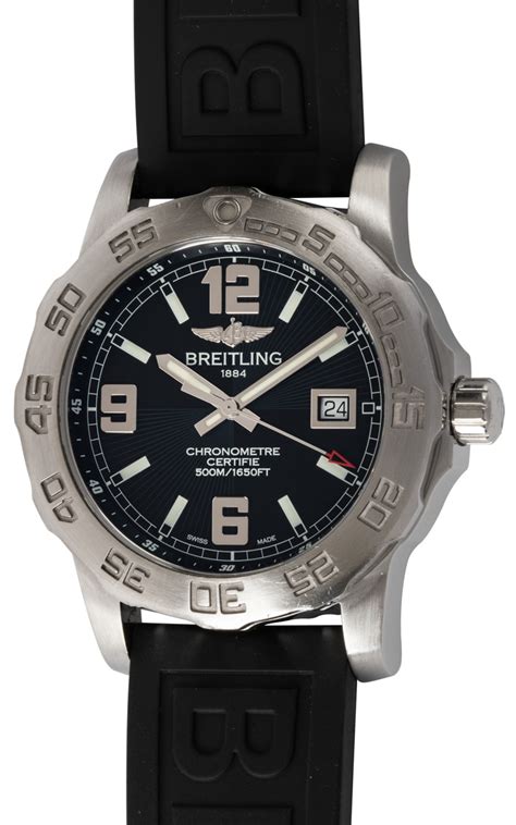 breitling men's colt 44 quartz rubber strap watch black dial|Breitling Colt 44 A74387 .